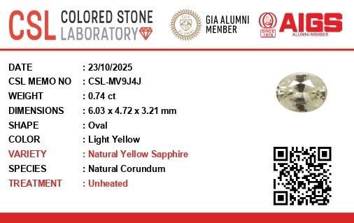 0.74 Ct. Yellow Sapphire from Ceylon (Sri Lanka)