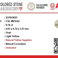 0.74 Ct. Yellow Sapphire from Ceylon (Sri Lanka) Scan Report