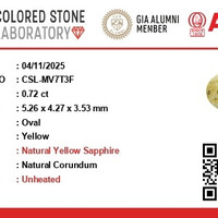 0.72 Ct. Yellow Sapphire from Ceylon (Sri Lanka) Scan Report