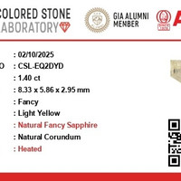 1.40 Ct. Yellow Sapphire from Ceylon (Sri Lanka) Scan Report