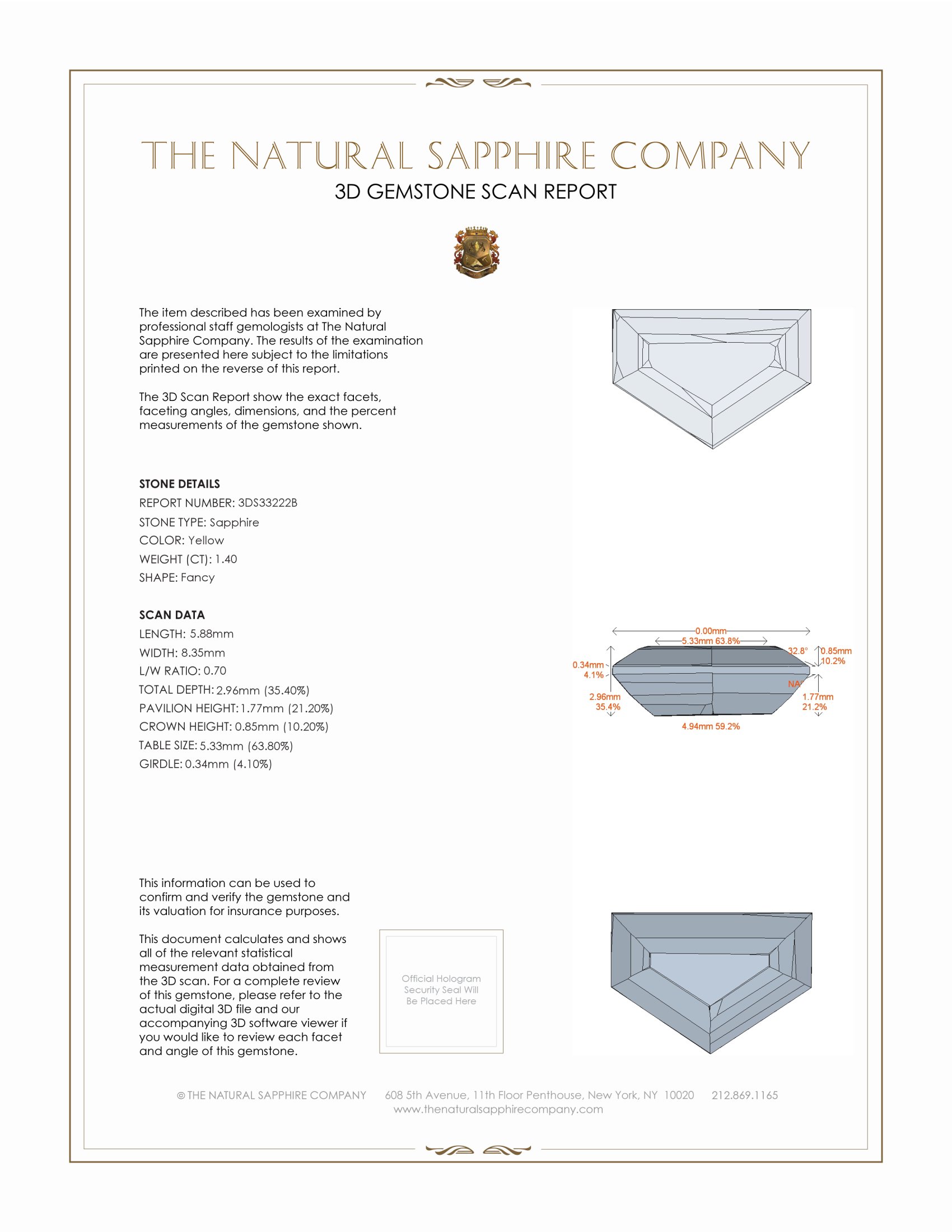 1.40 Ct. Yellow Sapphire from Ceylon (Sri Lanka)