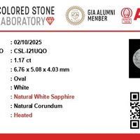 1.16 Ct. White Sapphire from Ceylon (Sri Lanka) Scan Report