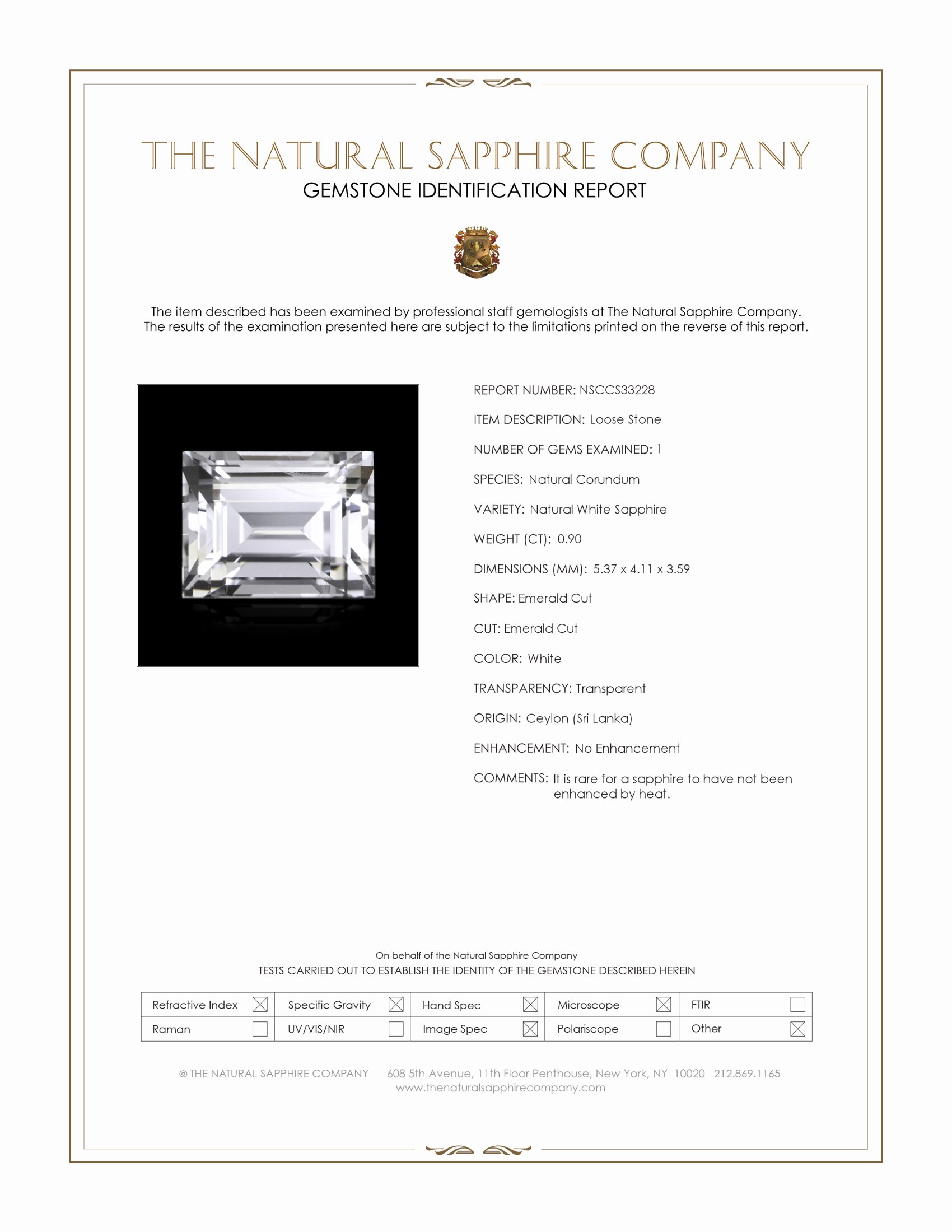0.90 Ct. White Sapphire from Ceylon (Sri Lanka)