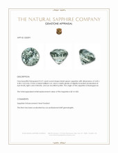 0.57 Ct. Bluish Green Sapphire from Madagascar Appraisal