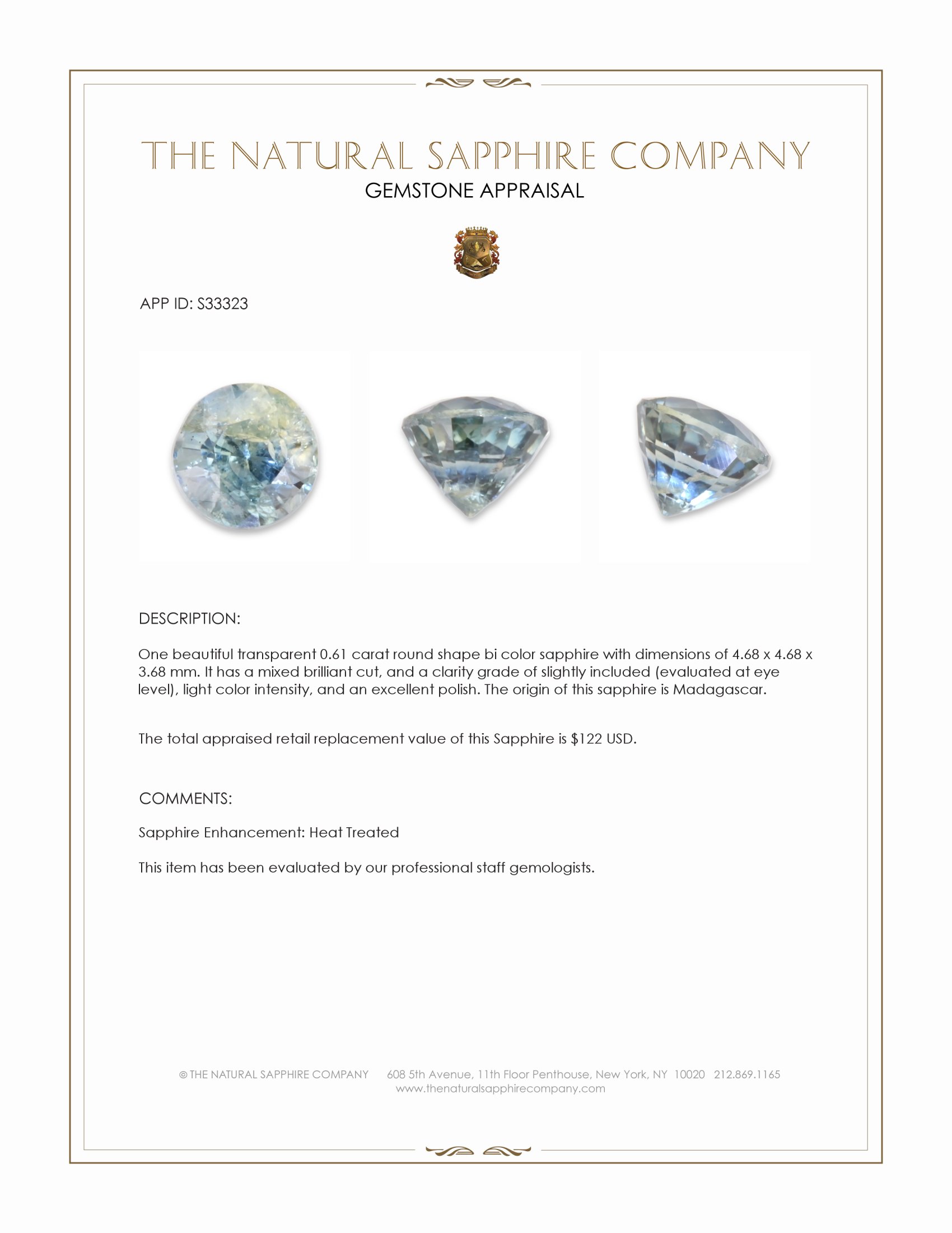 0.61 Ct. Bi Color Sapphire from Madagascar