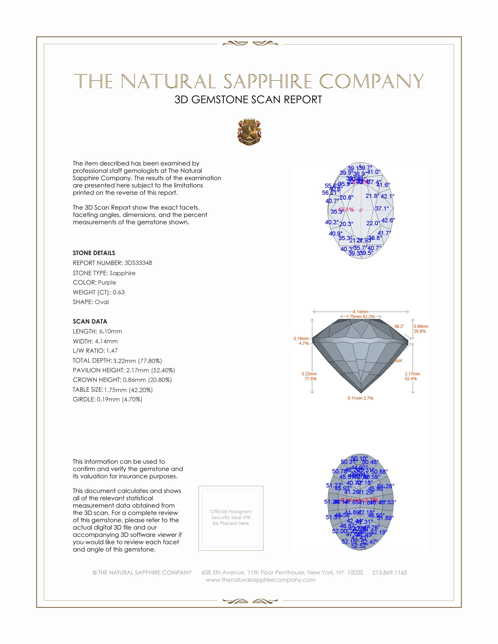 0.63 Ct. Purple Sapphire from Ceylon (Sri Lanka)