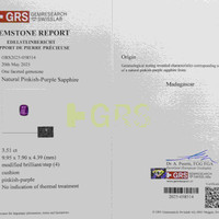 3.51 Ct. Pinkish Purple Sapphire from Madagascar Scan Report