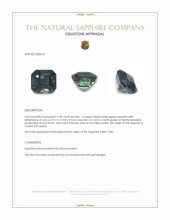 1.08 Ct. Bluish Green Sapphire from Ceylon (Sri Lanka) Appraisal