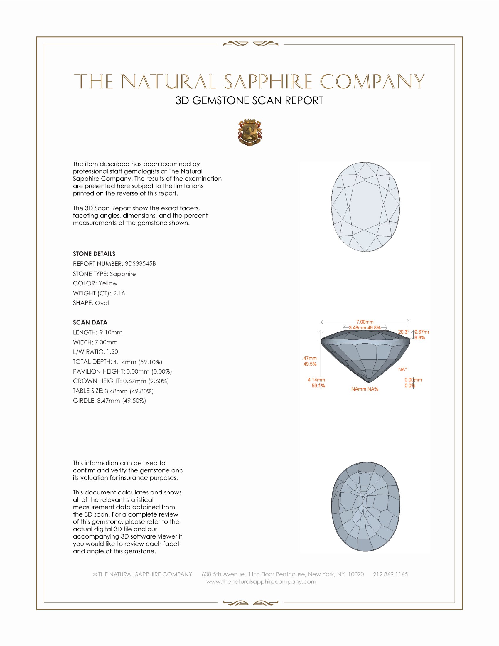 2.16 Ct. Yellow Sapphire from Ceylon (Sri Lanka)