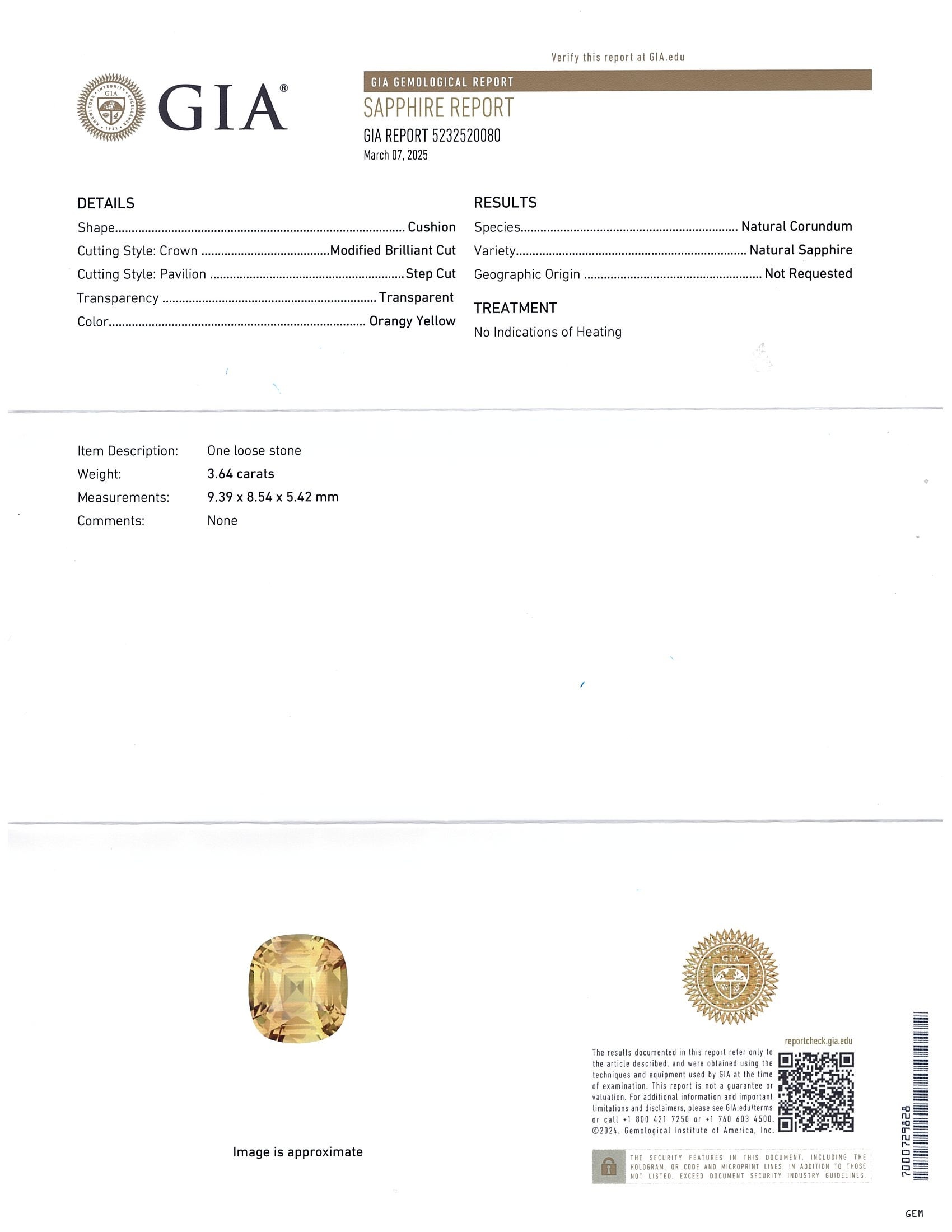 3.64 Ct. Yellow Sapphire from Ceylon (Sri Lanka)