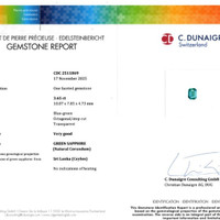 3.65 Ct. Bluish Green Sapphire from Ceylon (Sri Lanka) Scan Report