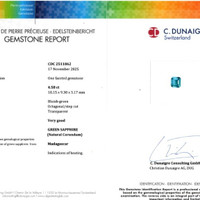 4.58 Ct. Bluish Green Sapphire from Madagascar Scan Report