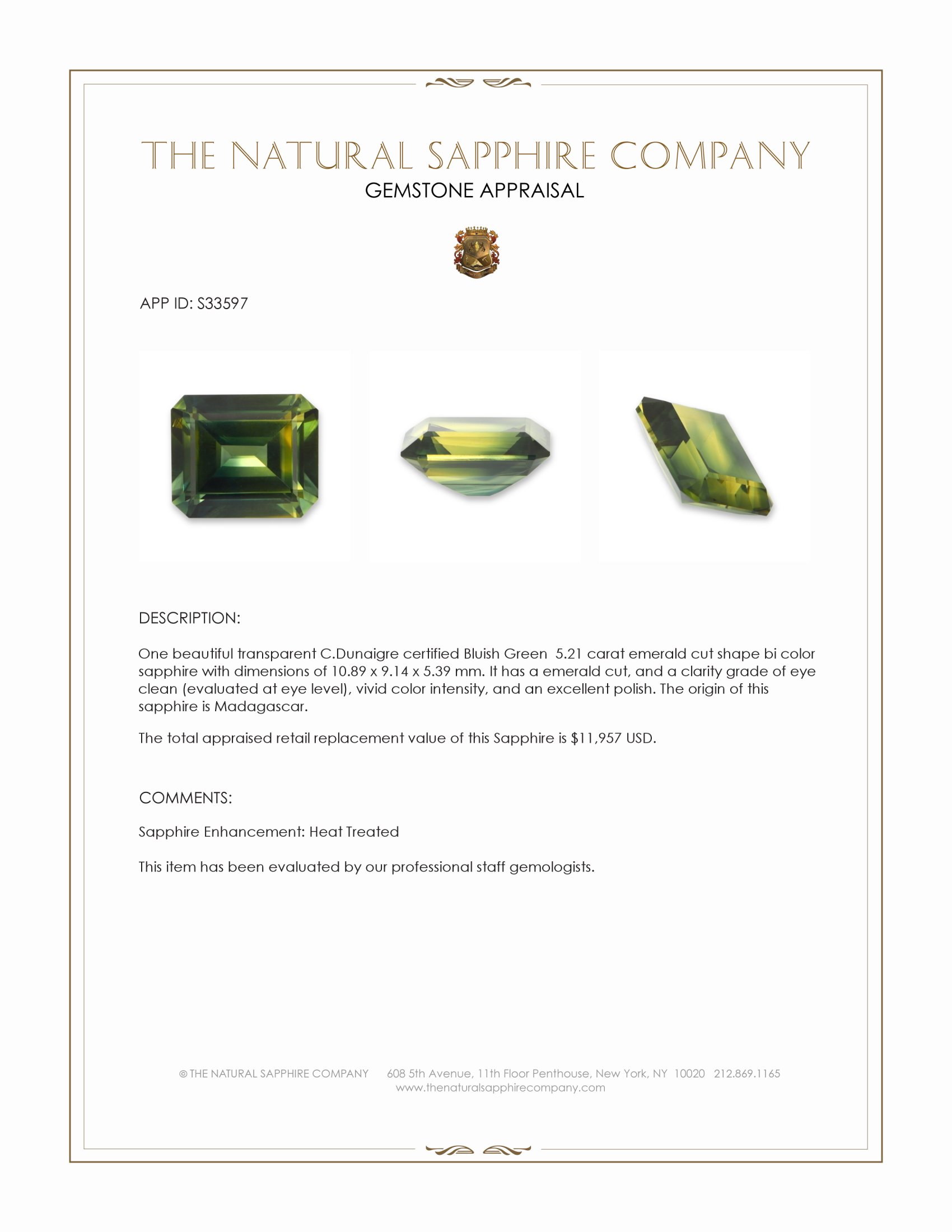 5.21 Ct. Bi Color / Parti Sapphire from Madagascar