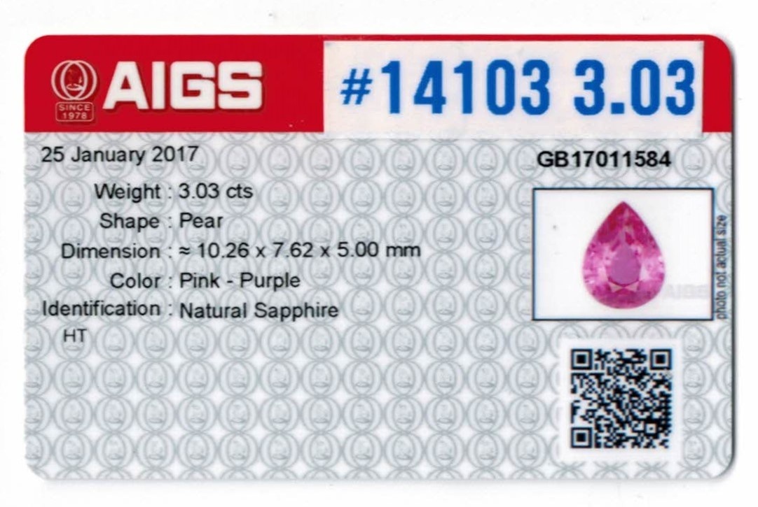 3.03 Ct. Reddish Pink Sapphire from Ceylon (Sri Lanka)