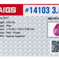 3.03 Ct. Reddish Pink Sapphire from Ceylon (Sri Lanka) Scan Report