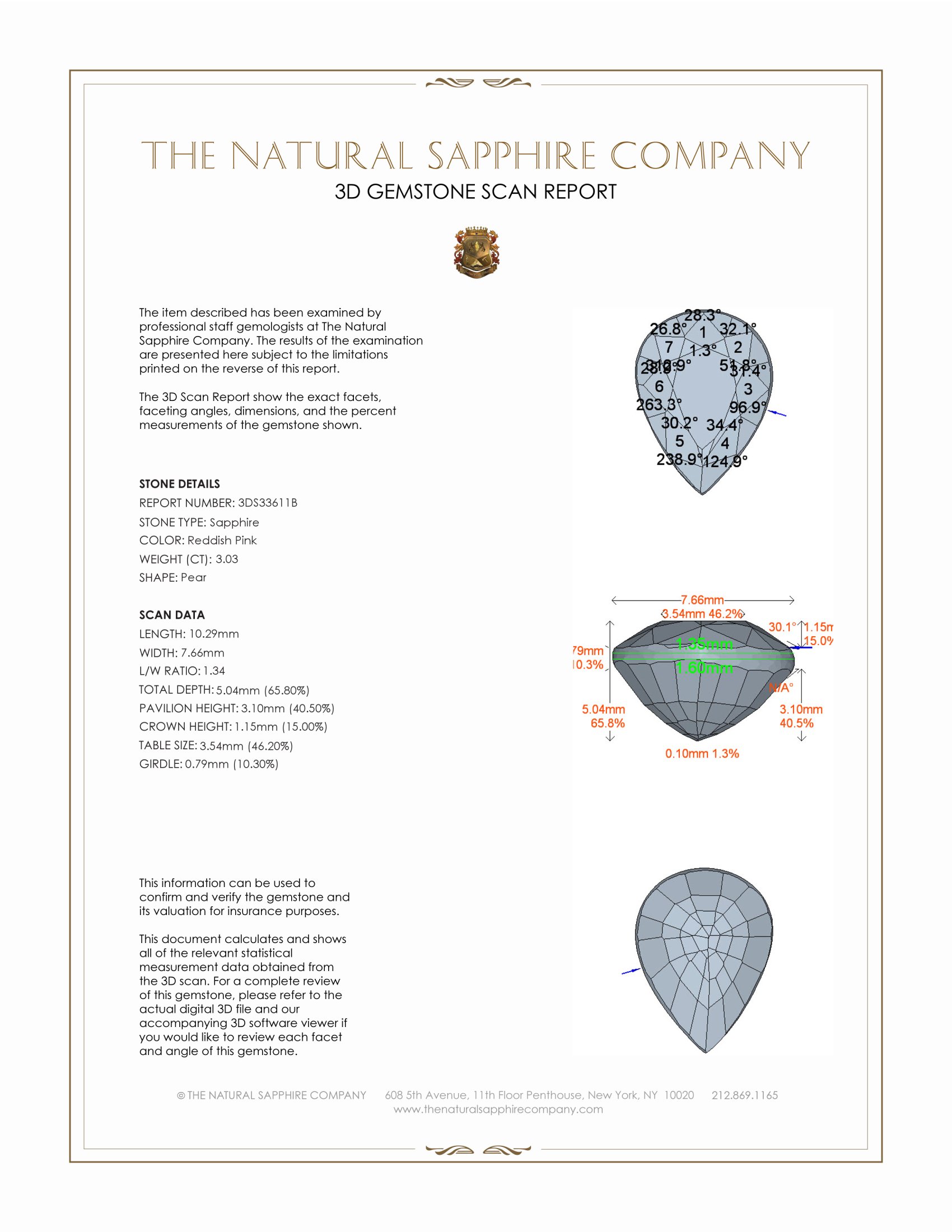 3.03 Ct. Reddish Pink Sapphire from Ceylon (Sri Lanka)