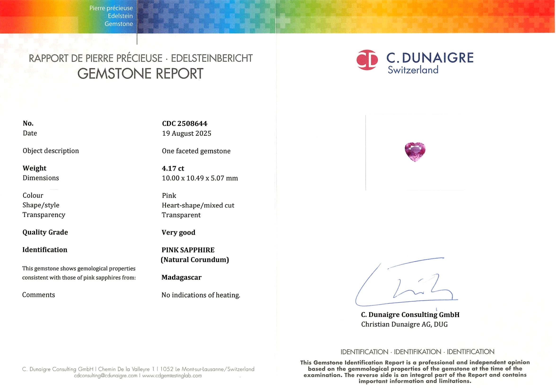 4.17 Ct. Pink Sapphire from Madagascar