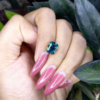 3.50 Ct. Bluish Green Sapphire from Madagascar Life Style