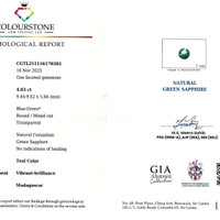 4.03 Ct. Bluish Green Sapphire from Madagascar Scan Report