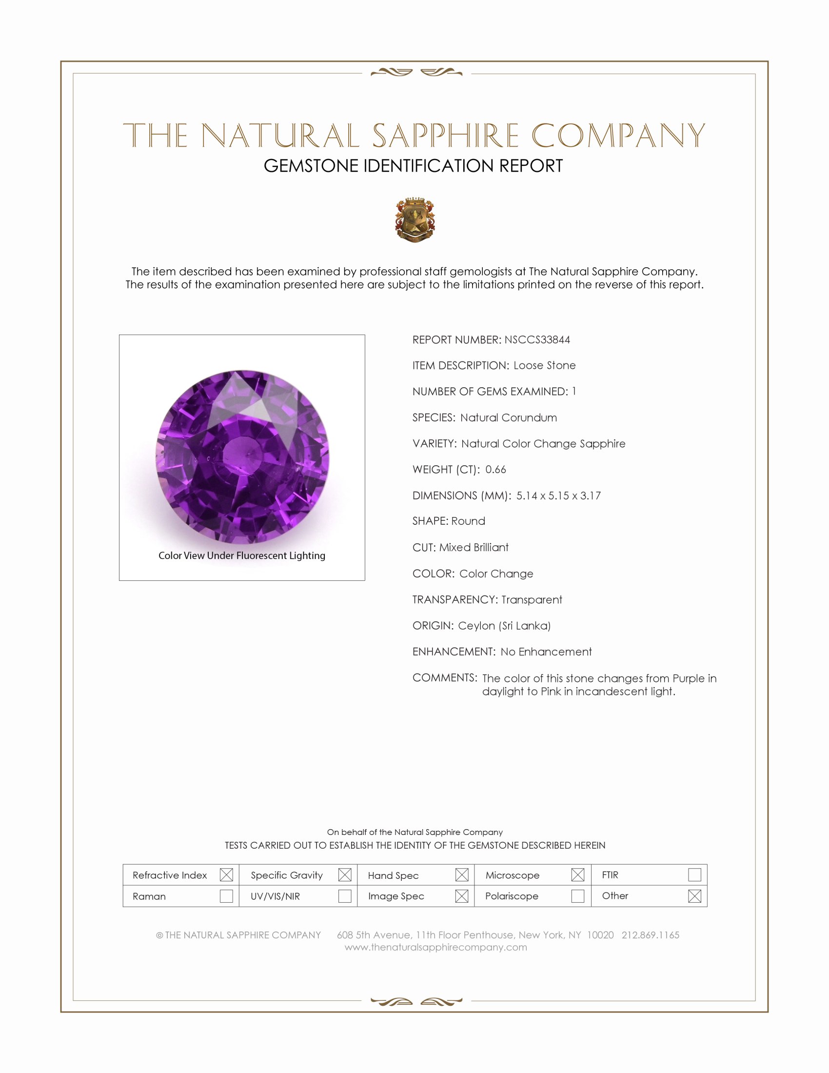 0.66 Ct. Color Change Sapphire from Ceylon (Sri Lanka)