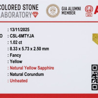 1.03 Ct. Yellow Sapphire from Ceylon (Sri Lanka) Scan Report