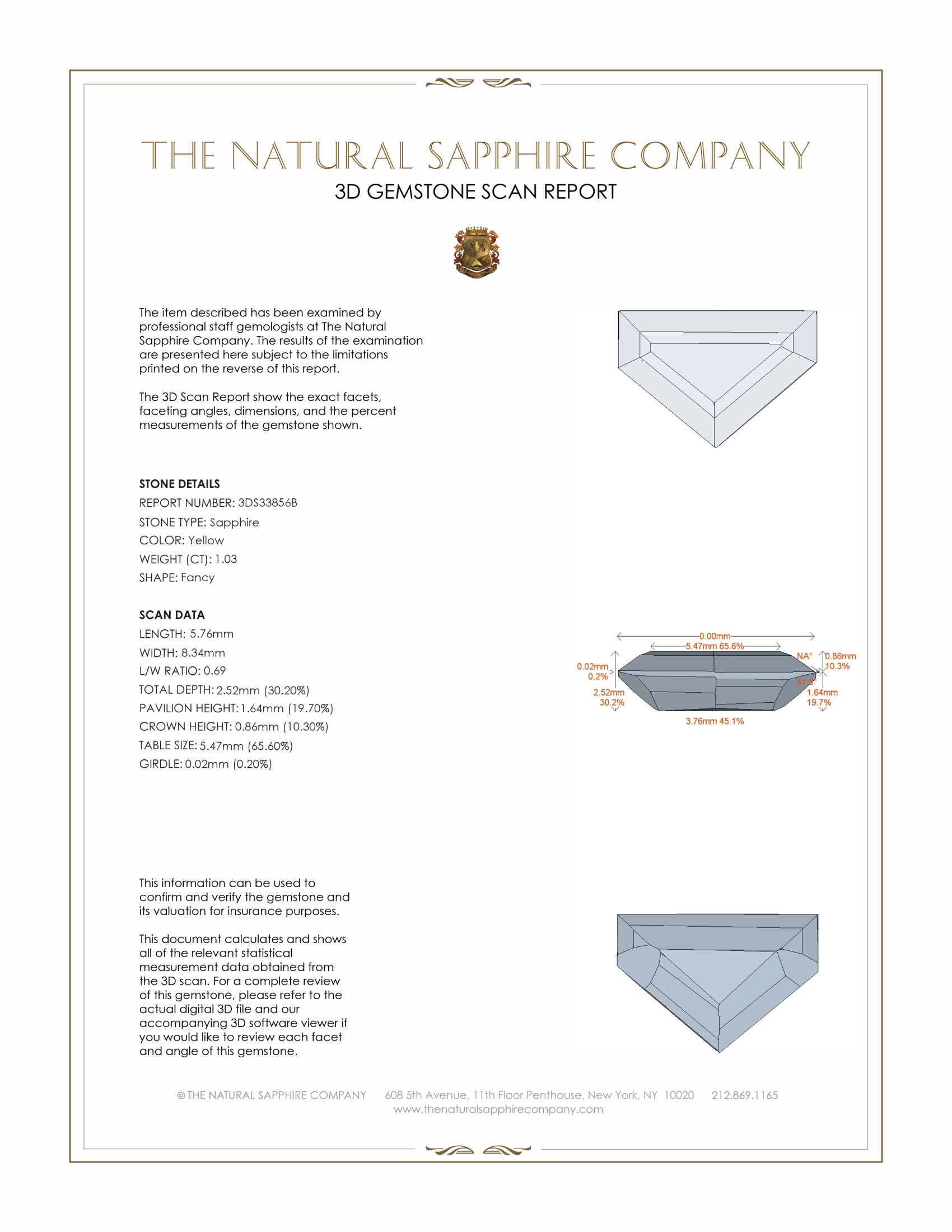 1.03 Ct. Yellow Sapphire from Ceylon (Sri Lanka)