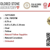 0.78 Ct. Greenish Yellow Sapphire from Ceylon (Sri Lanka) Scan Report