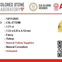 1.71 Ct. Yellow Sapphire from Ceylon (Sri Lanka) Scan Report