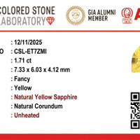 1.71 Ct. Yellow Sapphire from Ceylon (Sri Lanka) Scan Report
