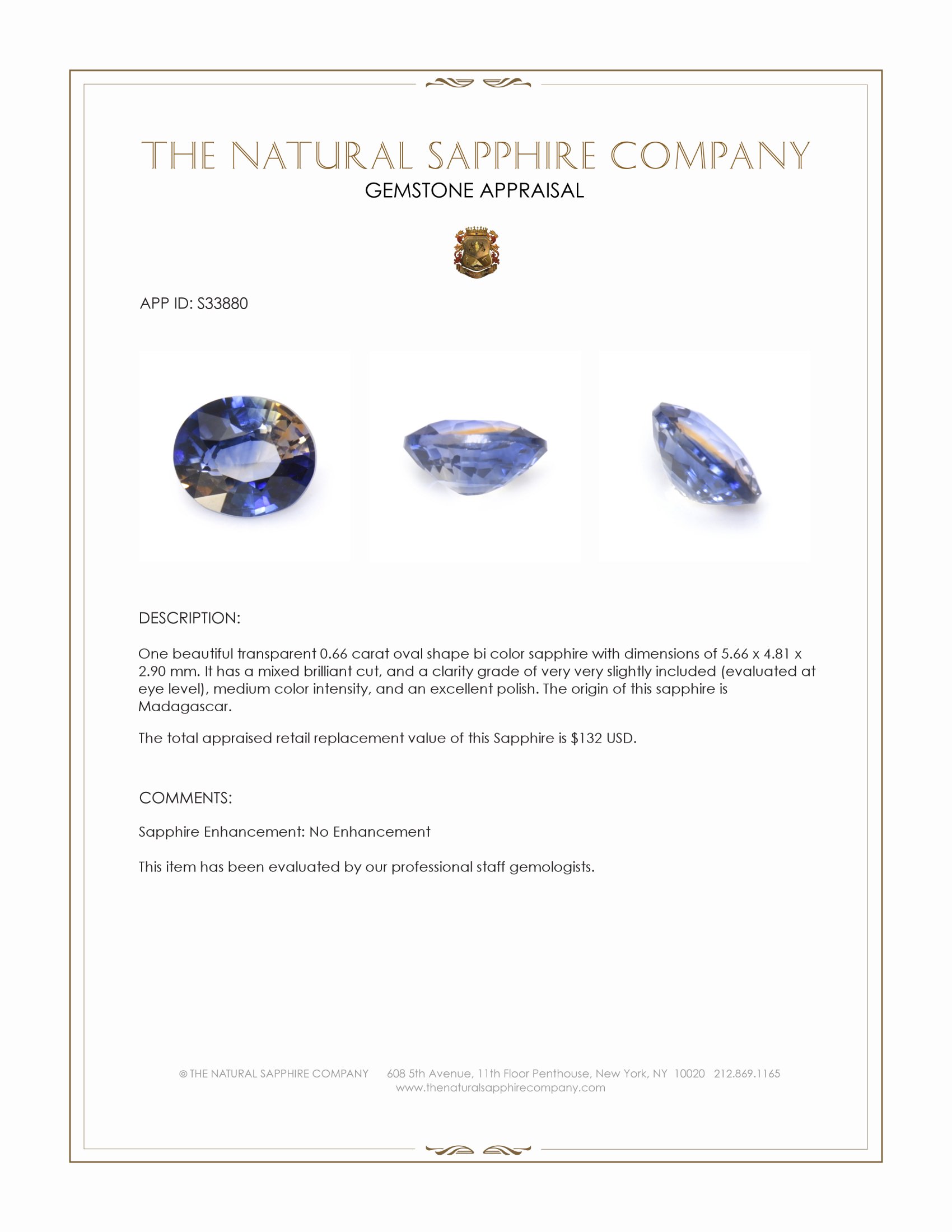 0.66 Ct. Bi Color Sapphire from Madagascar