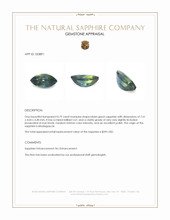 0.79 Ct. Bluish Green Sapphire from Madagascar Appraisal