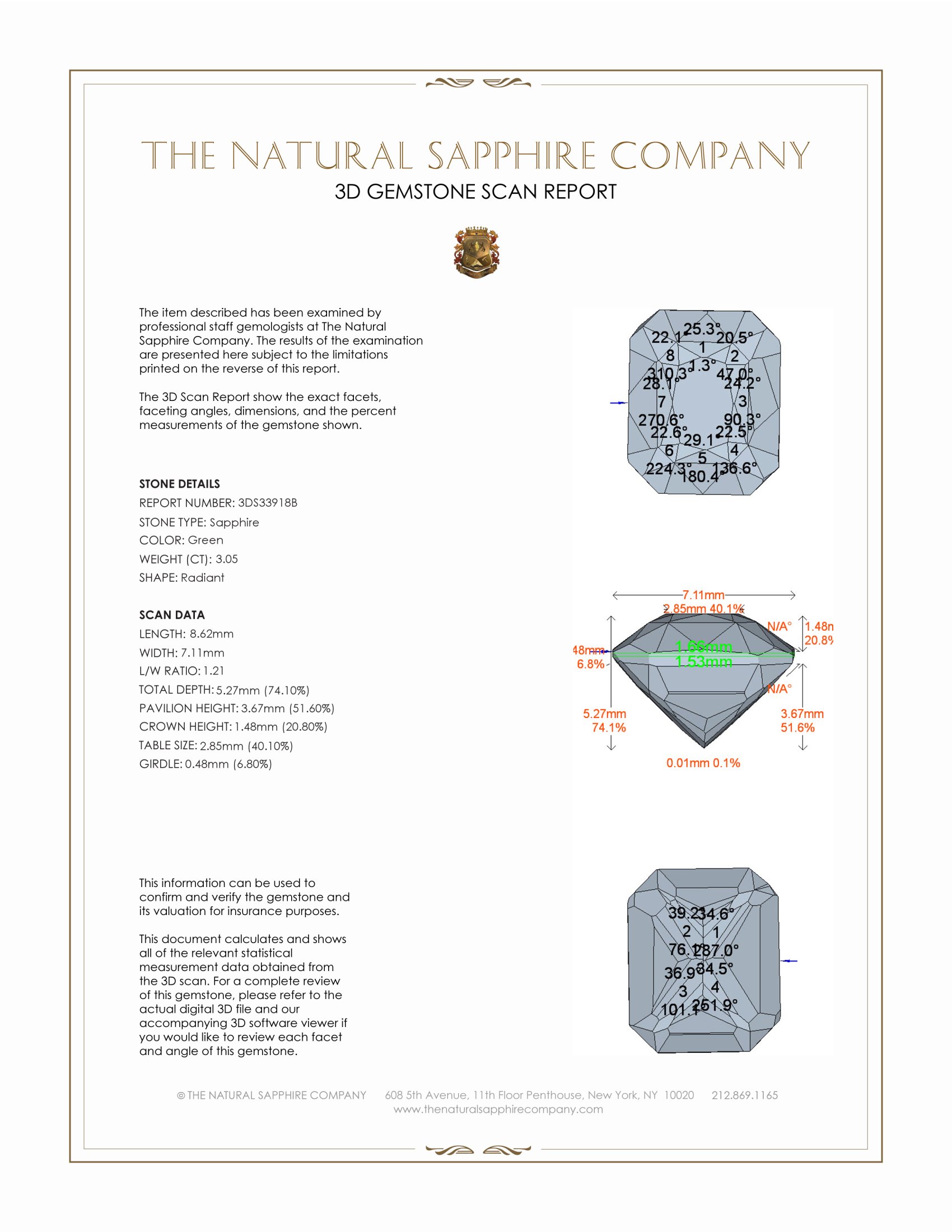 3.05 Ct. Green Sapphire from Madagascar