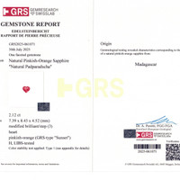 2.12 Ct. Padparadscha Sapphire from Madagascar Scan Report