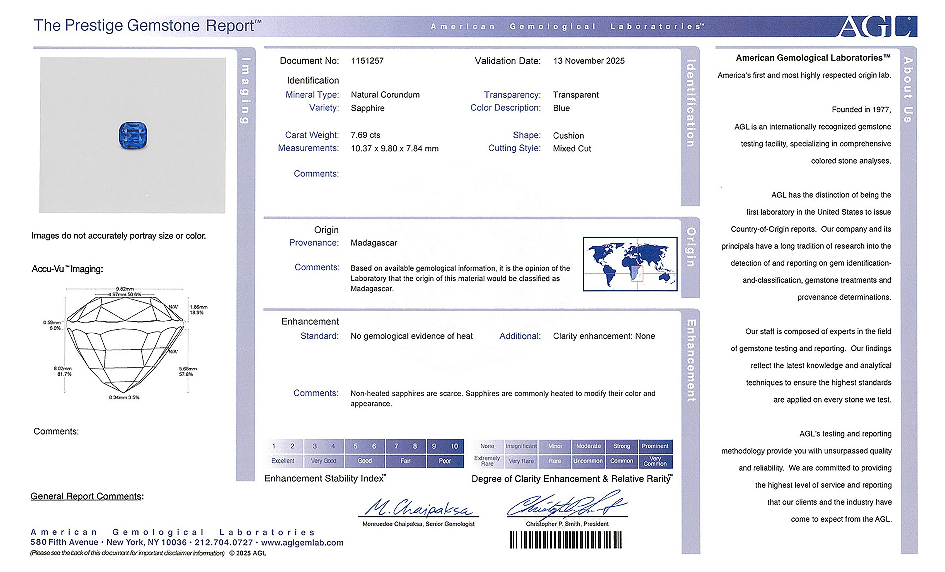 7.69 Ct. Blue Sapphire from Madagascar