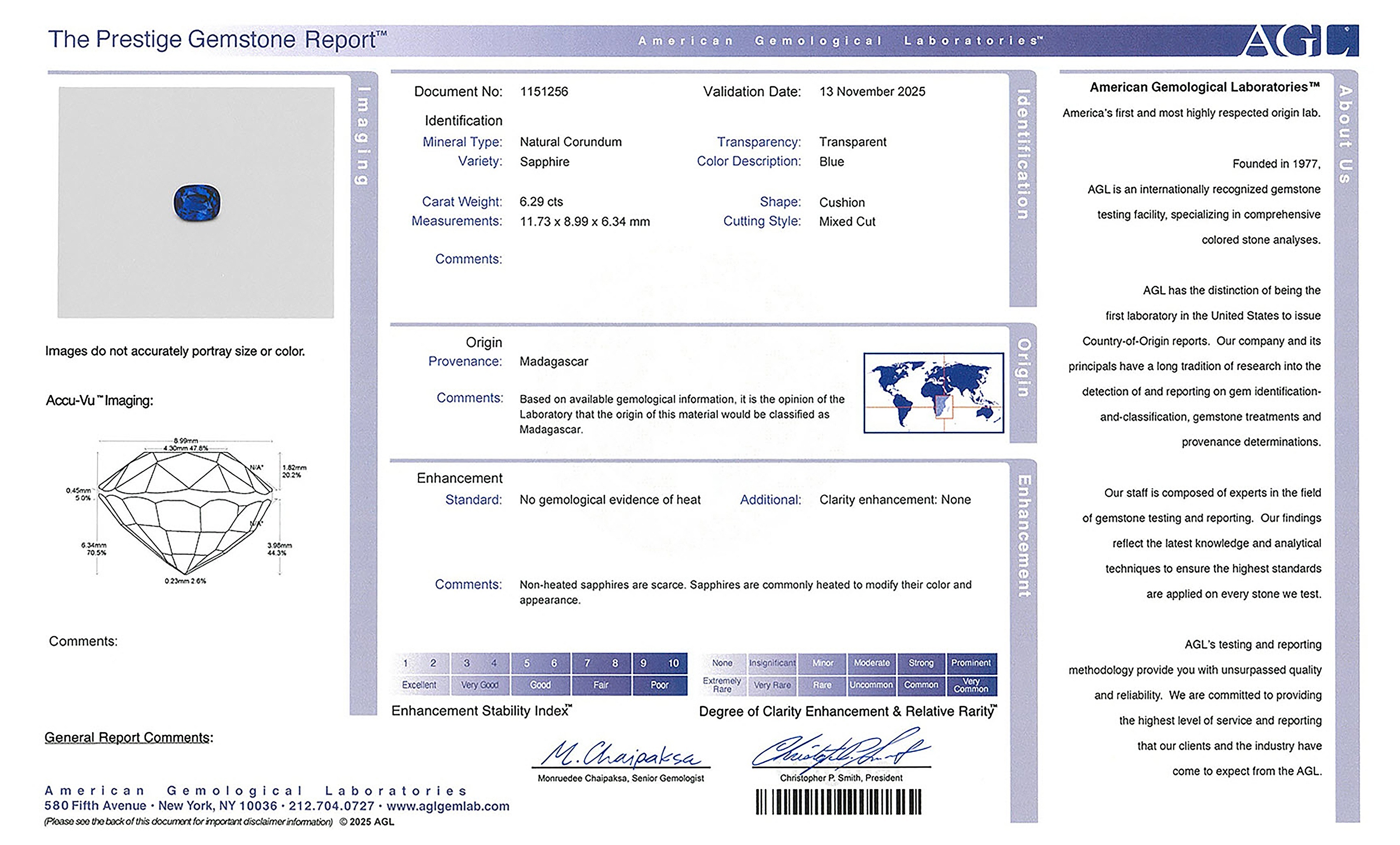 6.29 Ct. Blue Sapphire from Madagascar