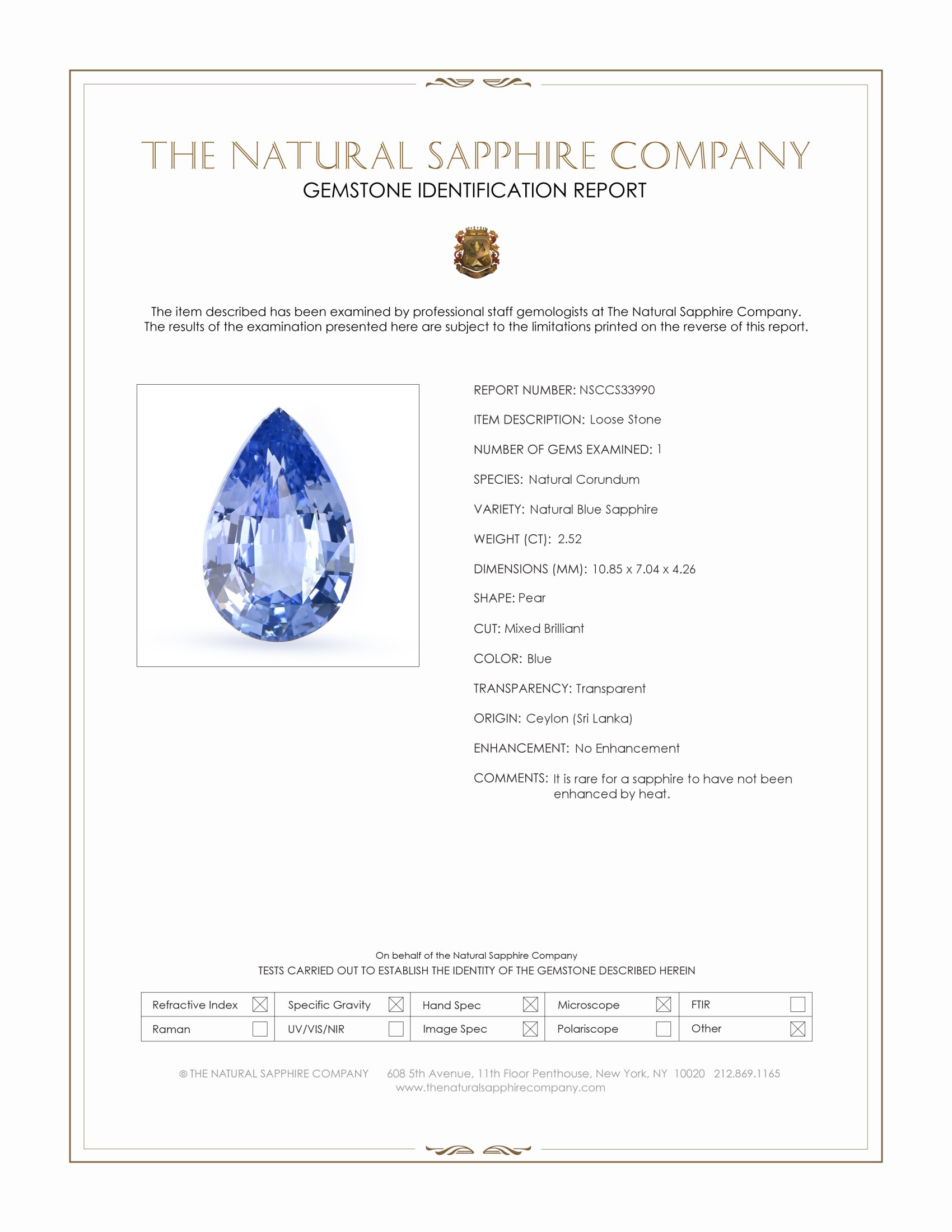 2.52 Ct. Blue Sapphire from Ceylon (Sri Lanka)