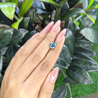 2.19 Ct. Greenish Blue Sapphire from Madagascar Life Style