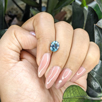 2.19 Ct. Greenish Blue Sapphire from Madagascar Life Style