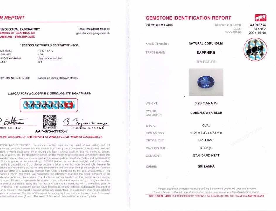 3.26 Ct. Blue Sapphire from Ceylon (Sri Lanka)