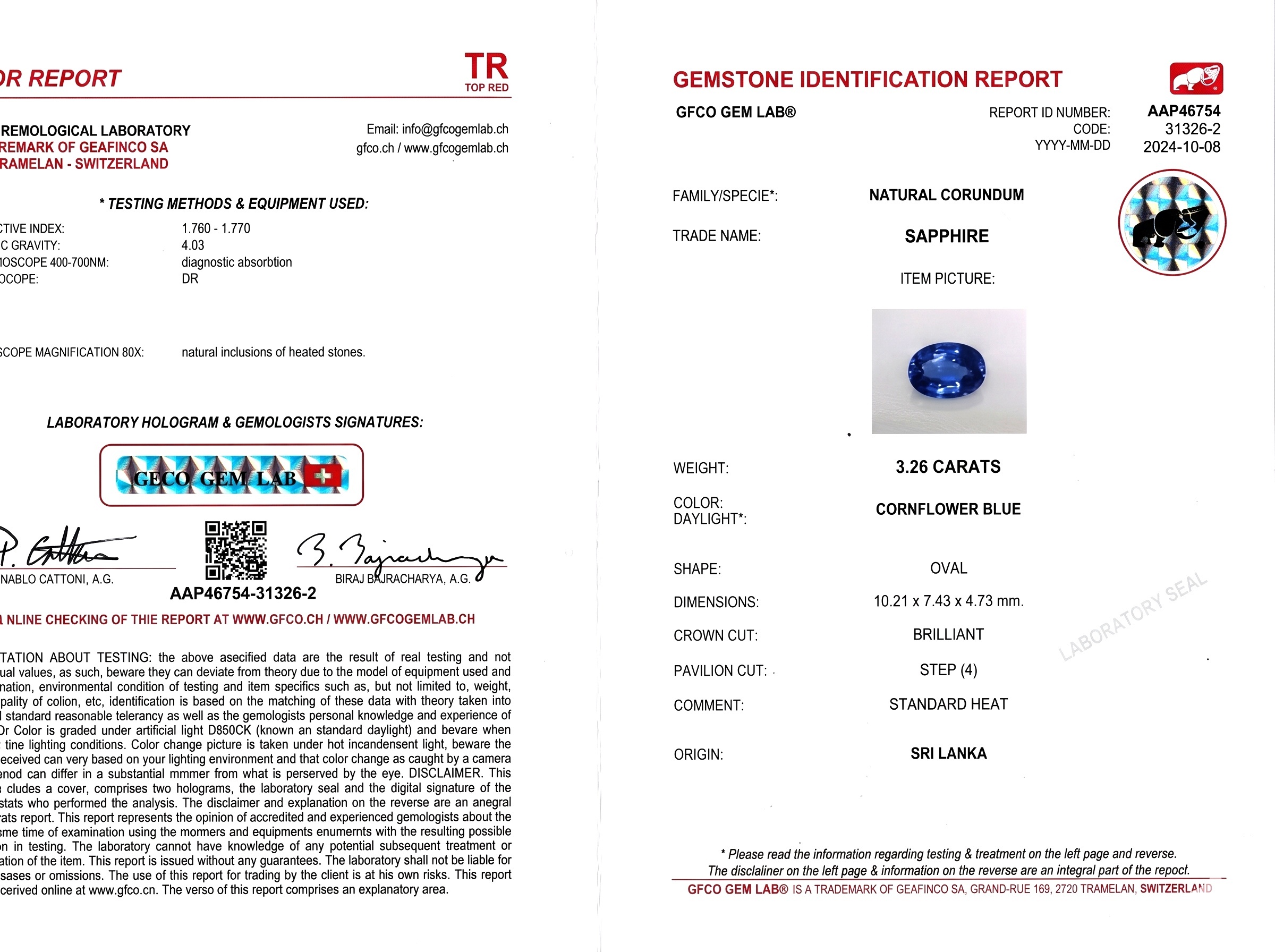3.26 Ct. Blue Sapphire from Ceylon (Sri Lanka)