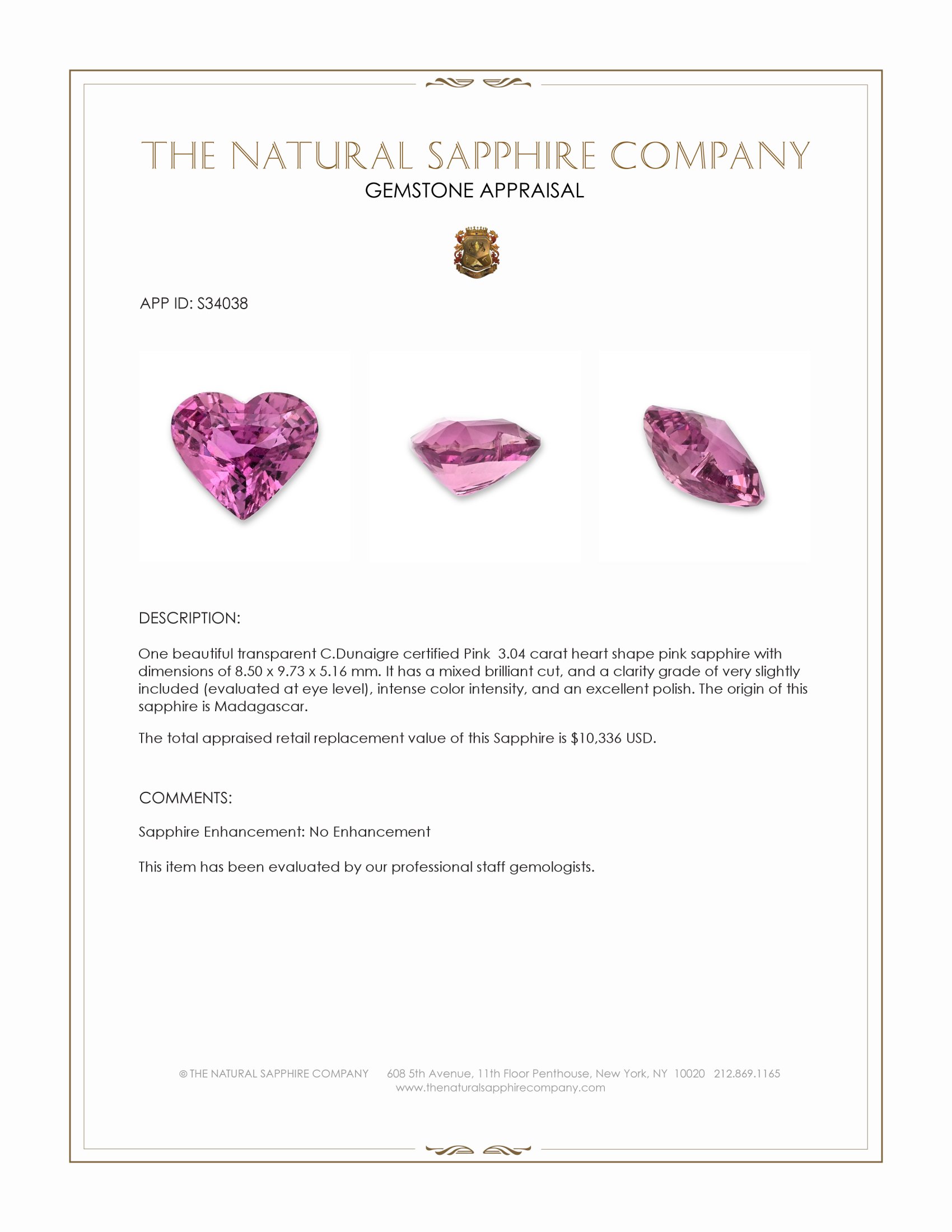 3.04 Ct. Pink Sapphire from Madagascar