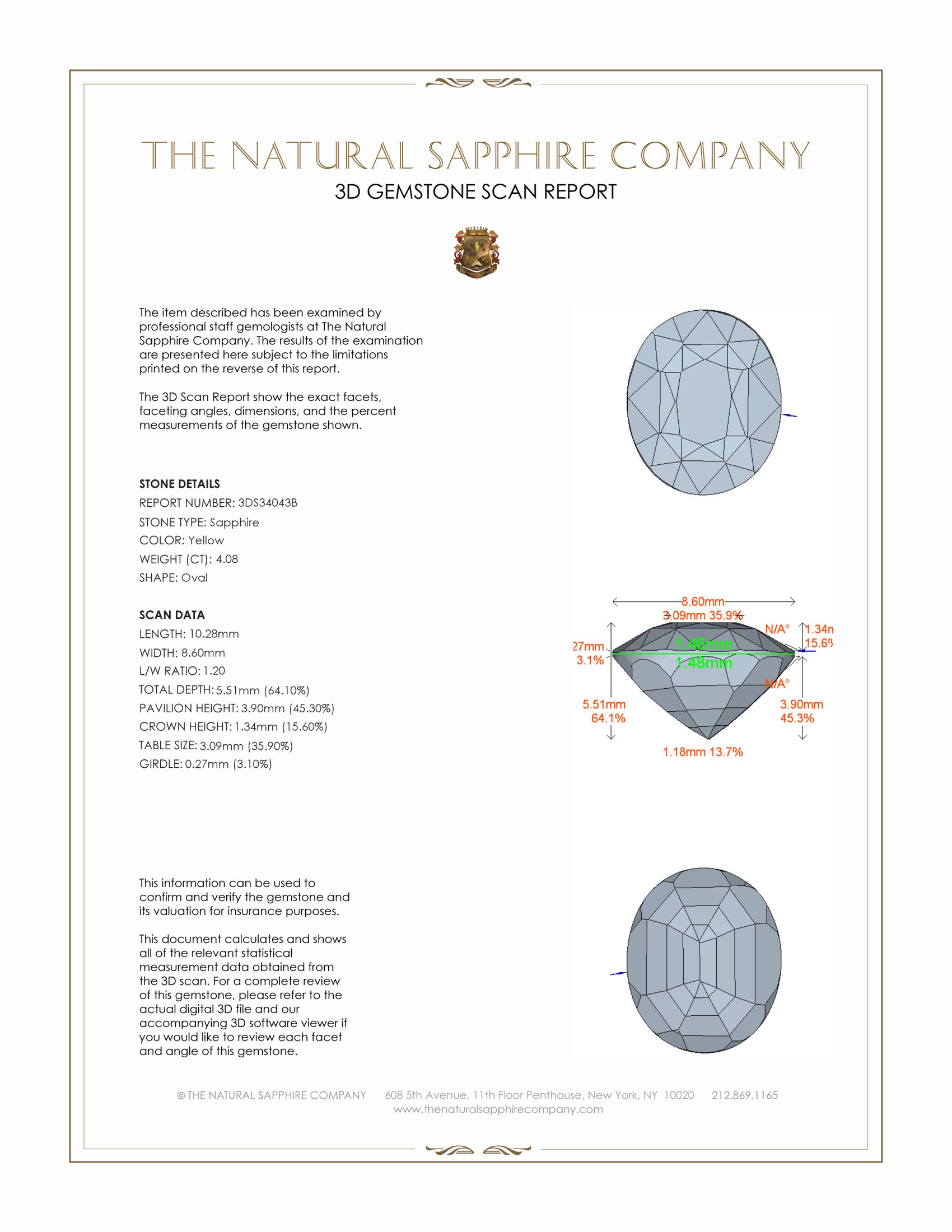 4.08 Ct. Yellow Sapphire from Ceylon (Sri Lanka)