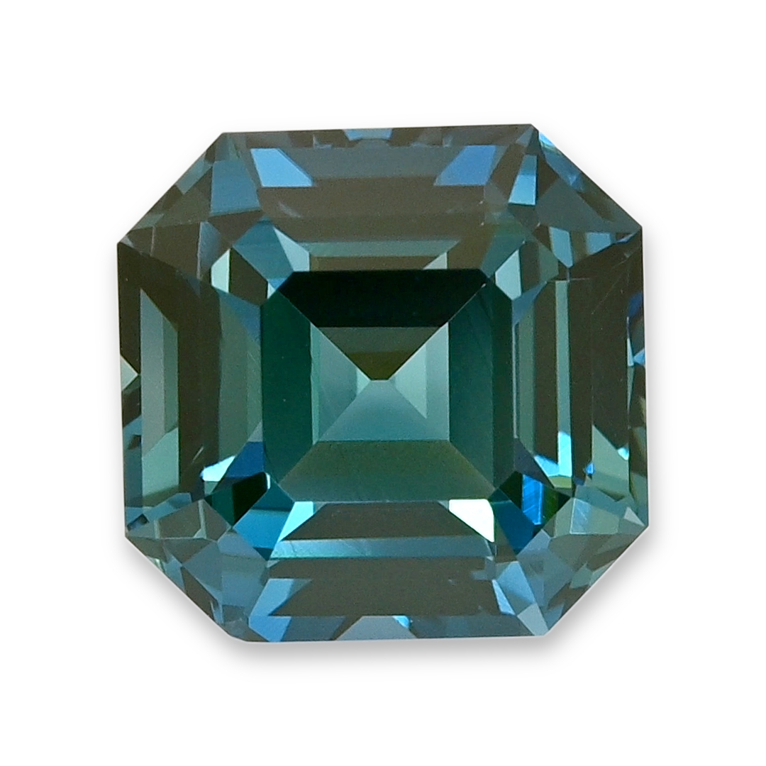 Loose Greenish Blue Sapphire - Asscher - Octagon 3.15 Ct