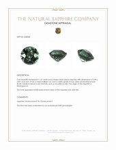 1.62 Ct. Bluish Green Sapphire from Madagascar Appraisal
