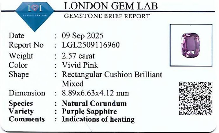 2.57 Ct. Purple Sapphire from Madagascar