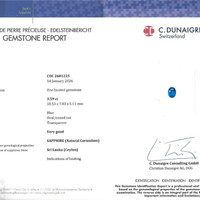 3.59 Ct. Blue Sapphire from Ceylon (Sri Lanka) Scan Report