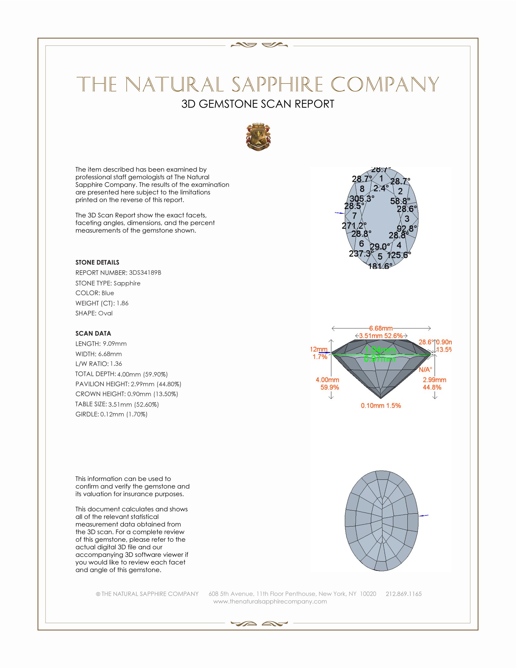 1.86 Ct. Blue Sapphire from Ceylon (Sri Lanka)