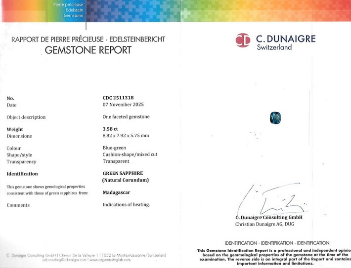 3.58 Ct. Green Sapphire from Madagascar