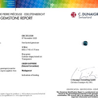 3.58 Ct. Green Sapphire from Madagascar Scan Report