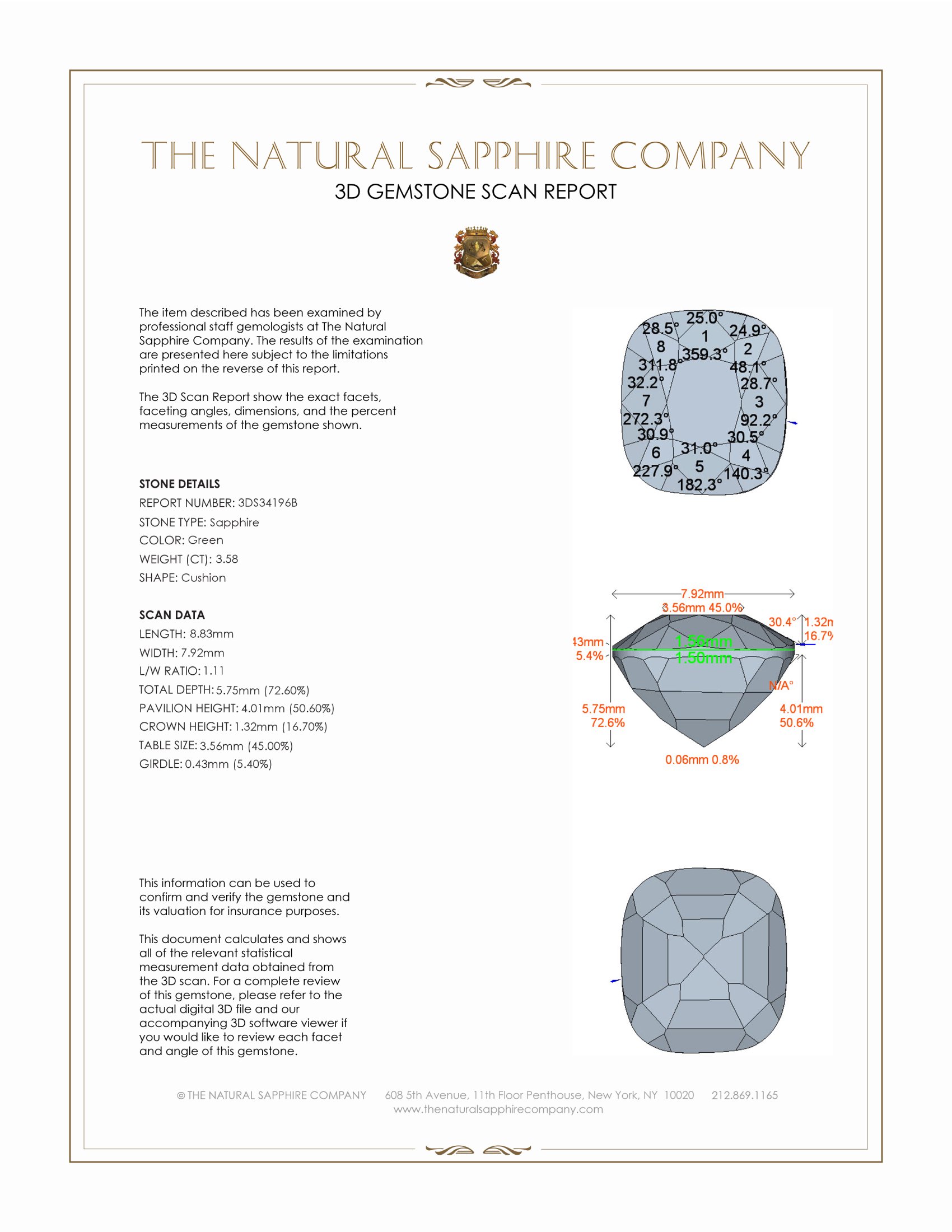 3.58 Ct. Green Sapphire from Madagascar